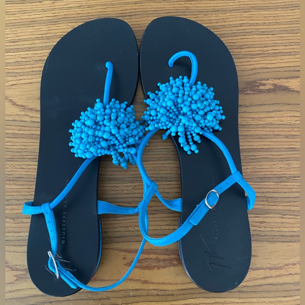 giuseppe zanotti sandals with faux turquoise beads
